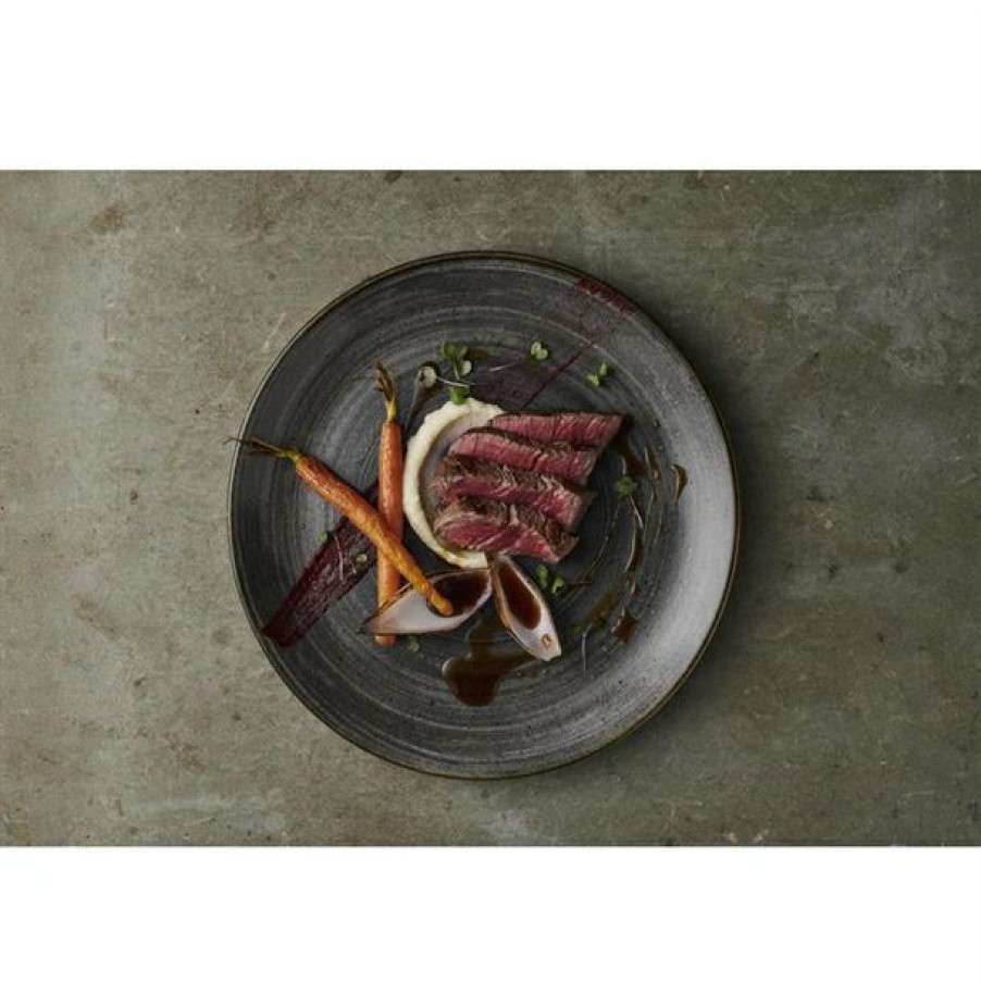 Crockery * | Discount Online Churchill Stonecast Raw Evolve Coupe Plate Black 260Mm (Pack Of 12)