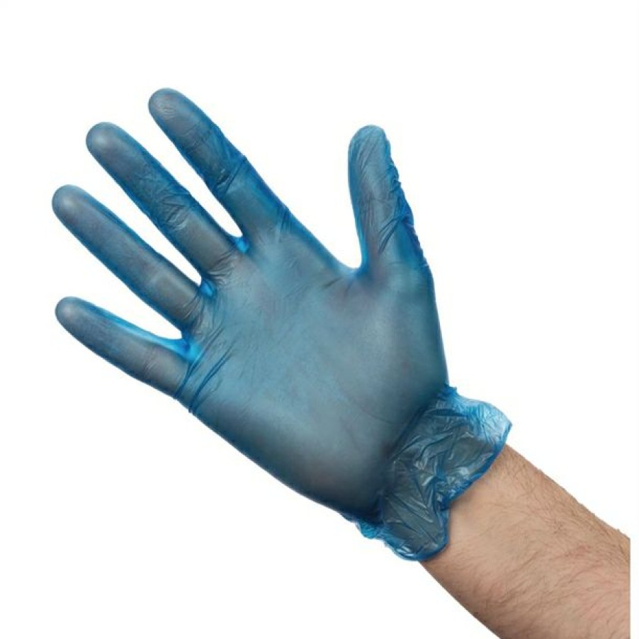 Consumables * | Typical Style Vogue Powdered Vinyl Gloves Blue (Pack Of 100)