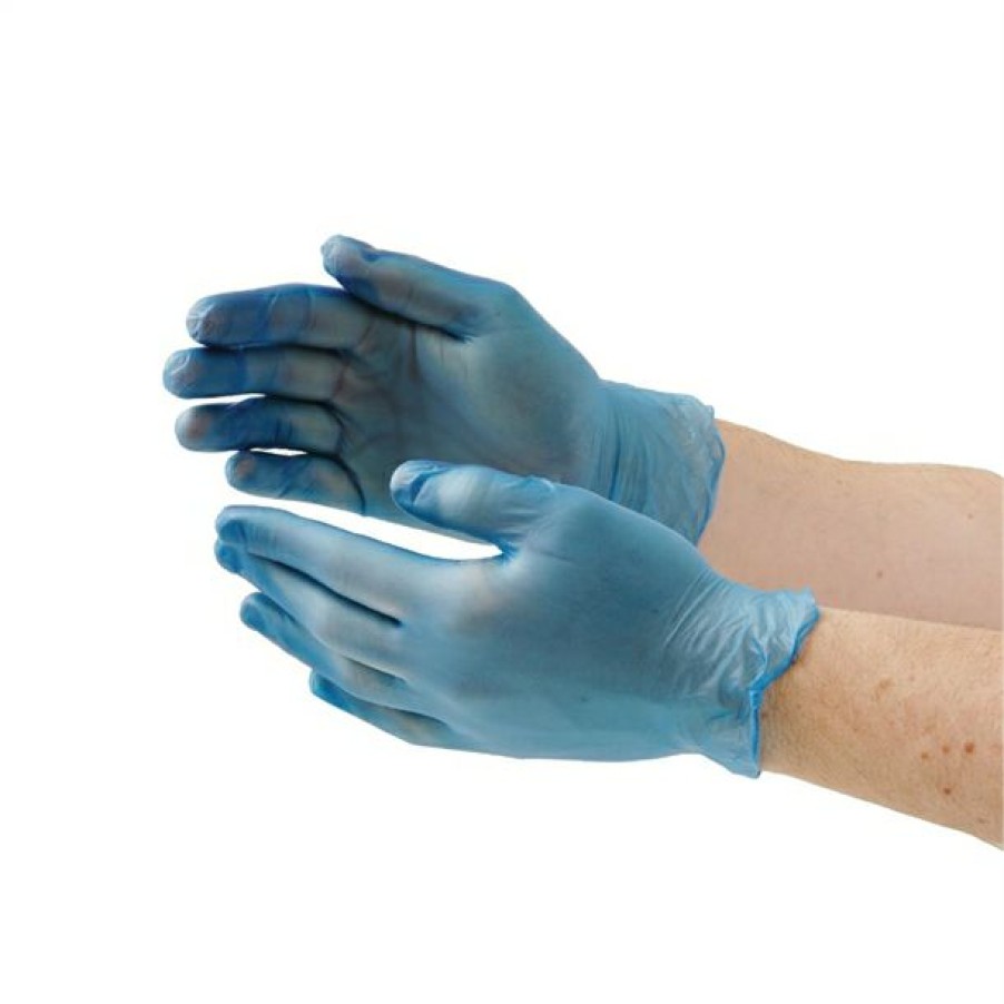 Consumables * | Typical Style Vogue Powdered Vinyl Gloves Blue (Pack Of 100)