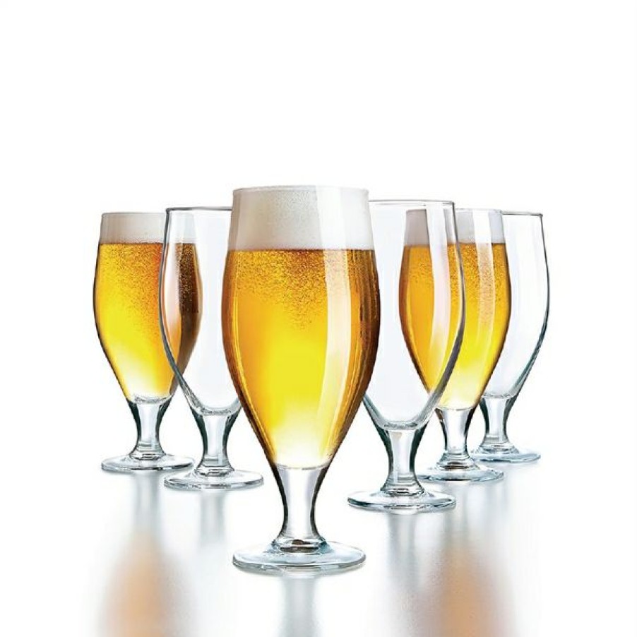 Glassware * | Bargain Sale Arcoroc Cervoise Nucleated Stemmed Beer Glasses 320Ml Ce Marked At 284Ml