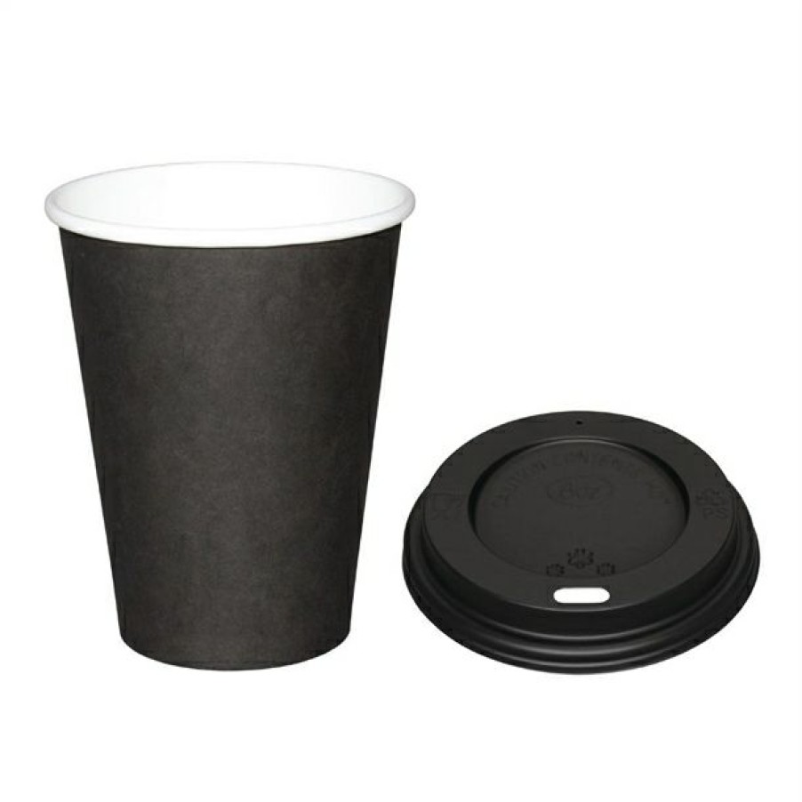 Consumables * | Typical Style Special Offer Fiesta Recyclable Black 225Ml Hot Cups And Black Lids (Pack Of 1000)