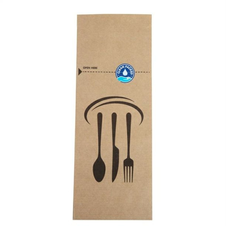 Consumables * | Reliable Quality Kraft Recyclable Sealable Paper Cutlery Bags (Pack Of 2000)