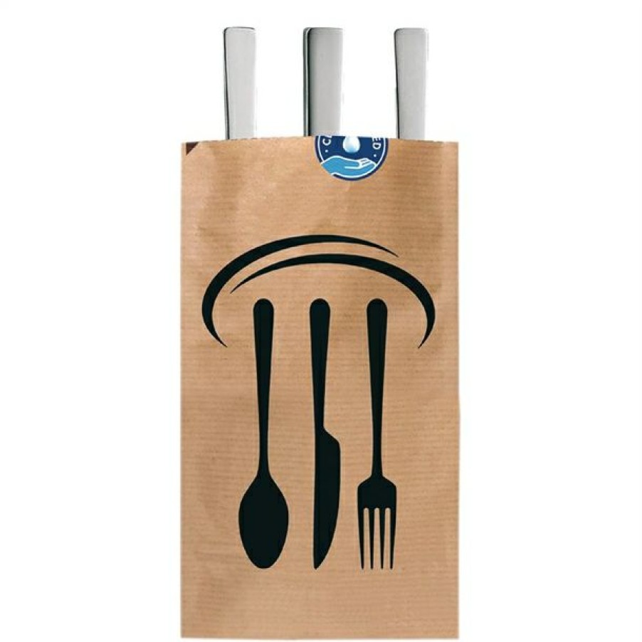 Consumables * | Reliable Quality Kraft Recyclable Sealable Paper Cutlery Bags (Pack Of 2000)