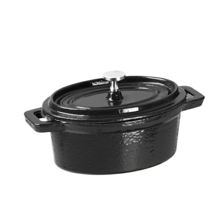 Kitchenware & Knives * | Premium Vogue Cast Iron Oval Mini Pot Black