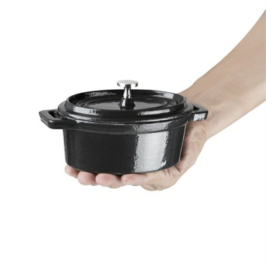 Kitchenware & Knives * | Premium Vogue Cast Iron Oval Mini Pot Black