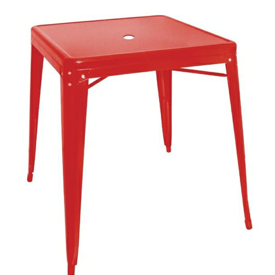 Furniture * | Free Delivery Bolero Bistro Square Steel Table Red 668Mm (Single)