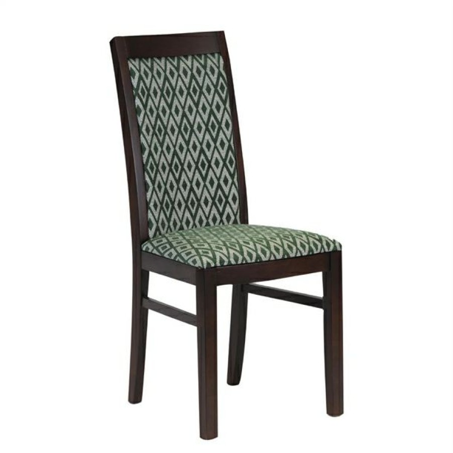 Furniture * | Quality Guarantee Brooklyn Padded Back Dark Walnut Dining Chair With Green Diamond Padded Seat And Back (Pack Of 2)