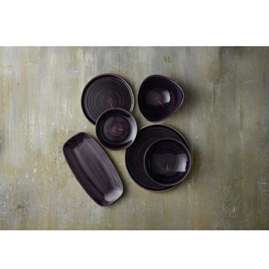 Crockery * | High Quality Churchill Stonecast Patina Deep Purple Coupe Plates (Pack Of 12)