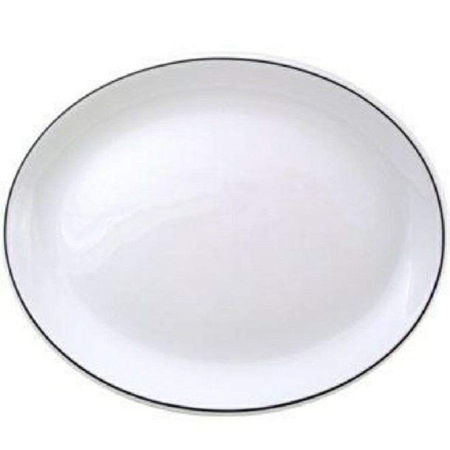 Crockery * | Typical Style Churchill Black Line Oval Platters 254Mm (Pack Of 12)