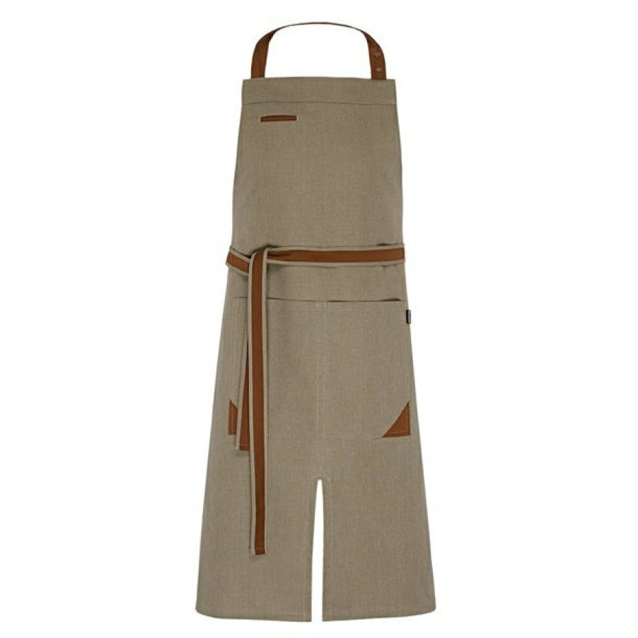 Chefs Clothing Aprons Footwear * | Quality Guarantee Bragard Fileas Apron Taupe And Leather