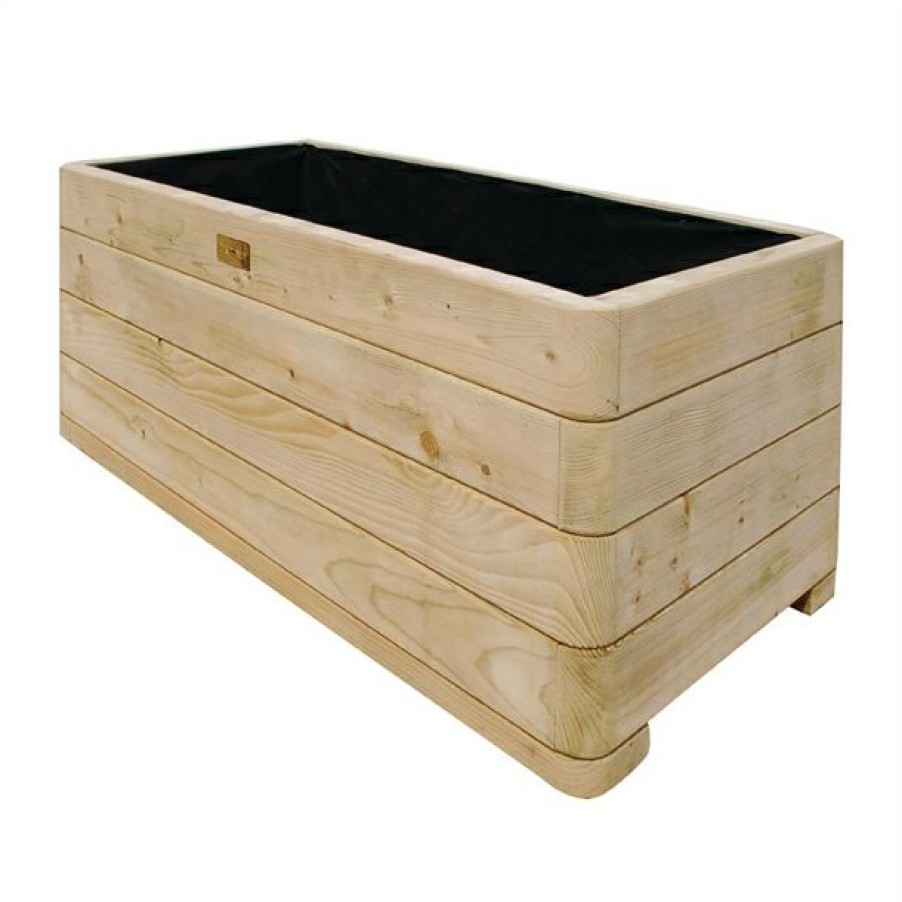 Furniture * | Flash Sale Rowlinson Marberry Layer Planter Rectangular Natural Timber 100Cm