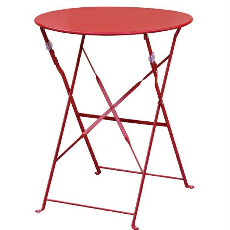 Furniture * | Bestsellers Bolero Pavement Style Round Steel Table Red 595Mm