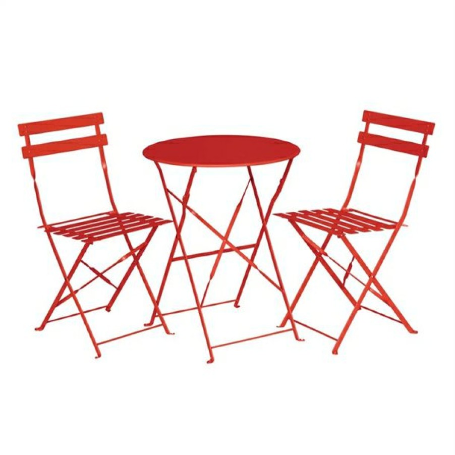 Furniture * | Bestsellers Bolero Pavement Style Round Steel Table Red 595Mm