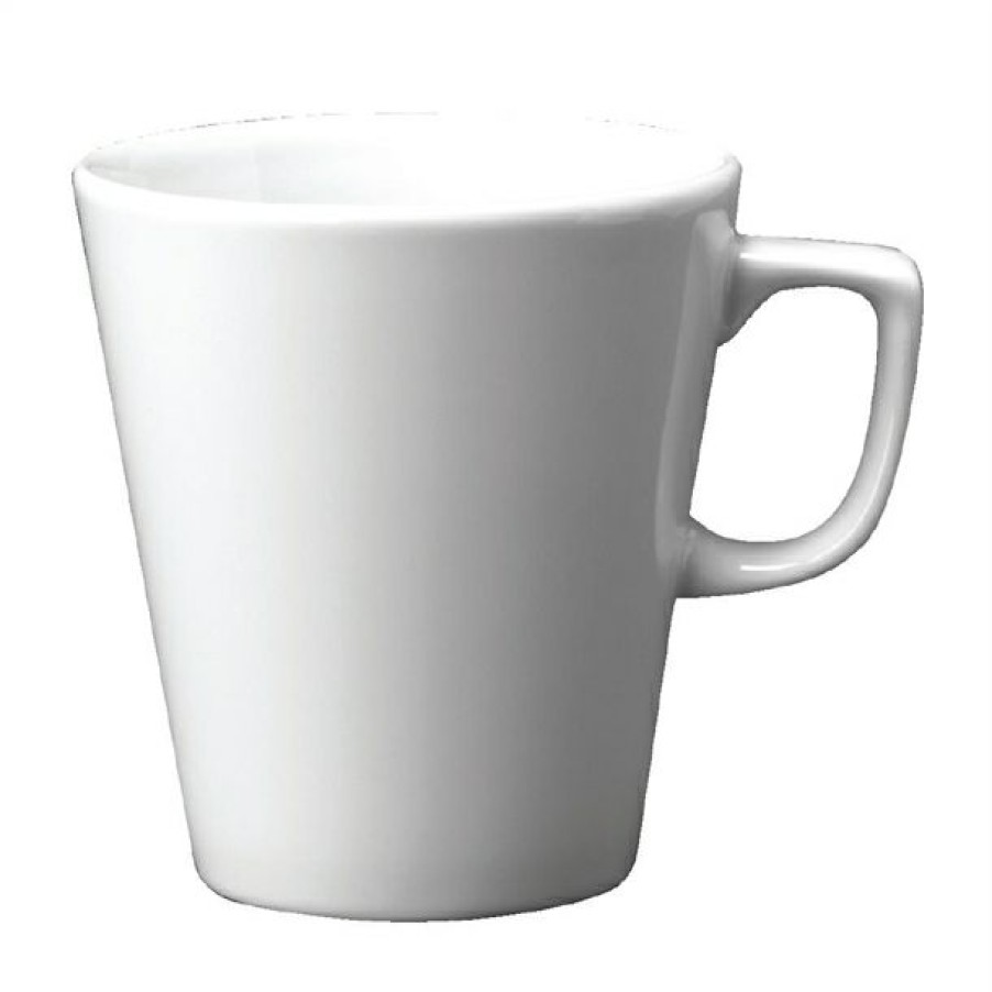 Crockery * | Discount Churchill Plain Whiteware Cafe Latte Mugs 340Ml (Pack Of 12)