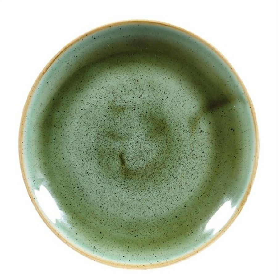 Crockery * | Latest Fashion Churchill Stonecast Round Coupe Plates Samphire Green 165Mm (Pack Of 12)