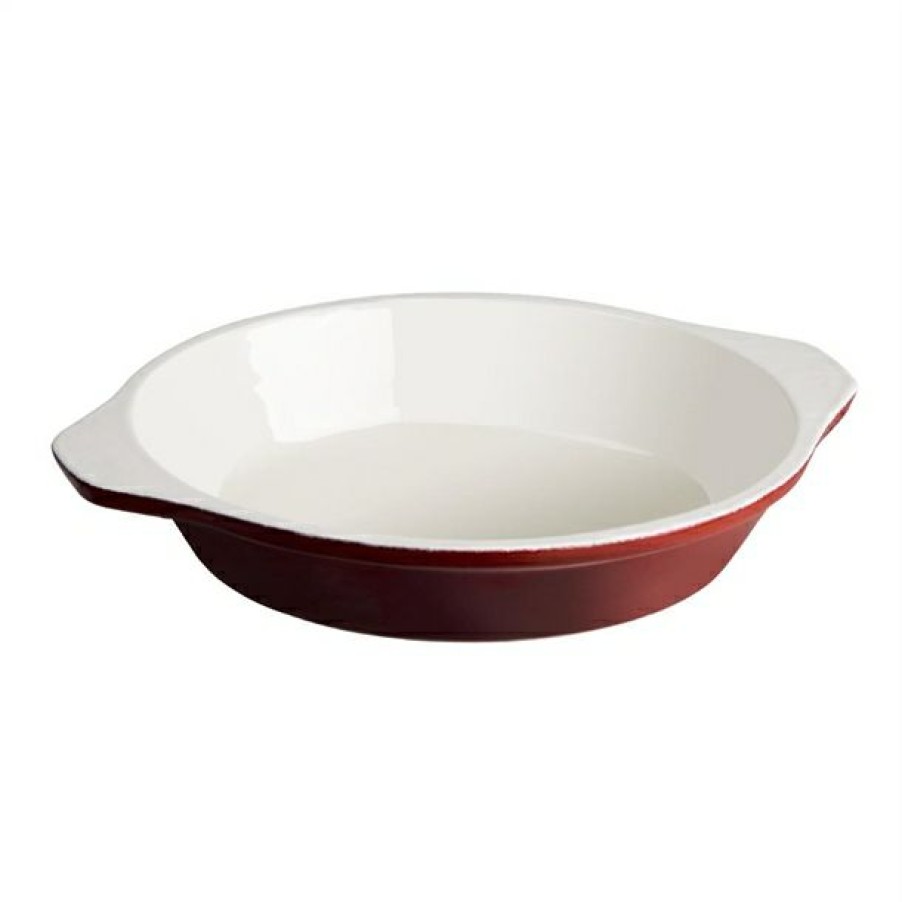 Kitchenware & Knives * | Excellent Quality Vogue Red Round Cast Iron Gratin Dish 400Ml