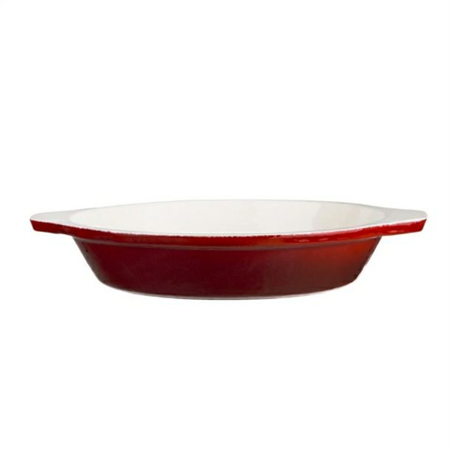 Kitchenware & Knives * | Excellent Quality Vogue Red Round Cast Iron Gratin Dish 400Ml