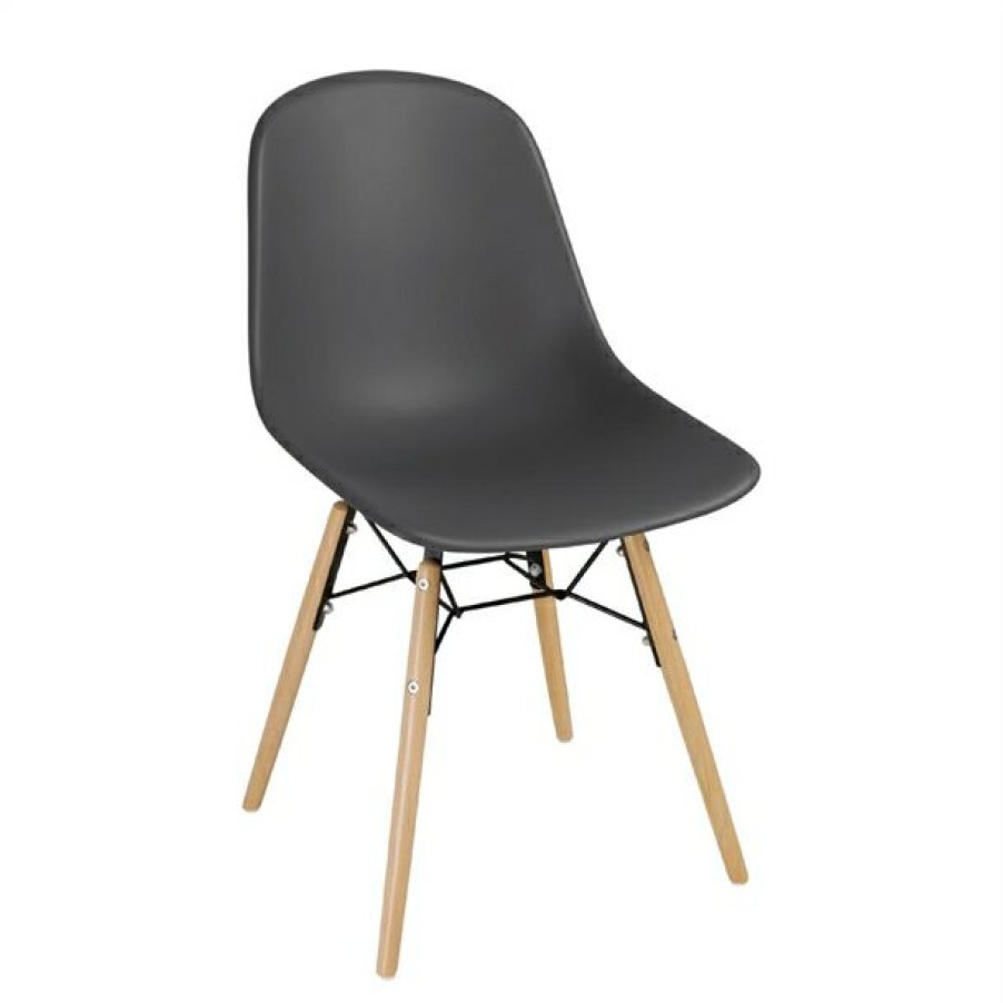 Furniture * | Best Sale Bolero Arlo Pp Moulded Side Chair Charcoal With Spindle Legs (Pack Of 2)