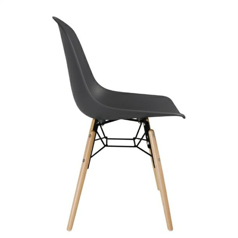 Furniture * | Best Sale Bolero Arlo Pp Moulded Side Chair Charcoal With Spindle Legs (Pack Of 2)