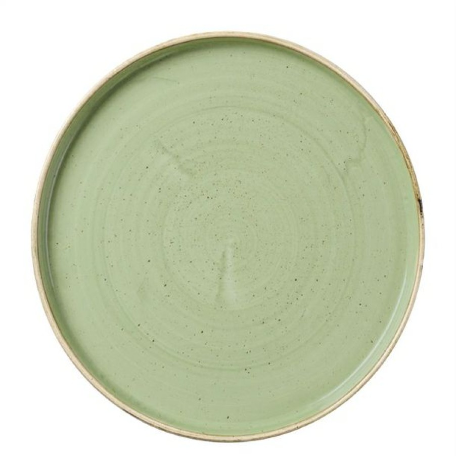 Crockery * | Outlet Churchill Stonecast Sage Green Walled Plates (Pack Of 6)