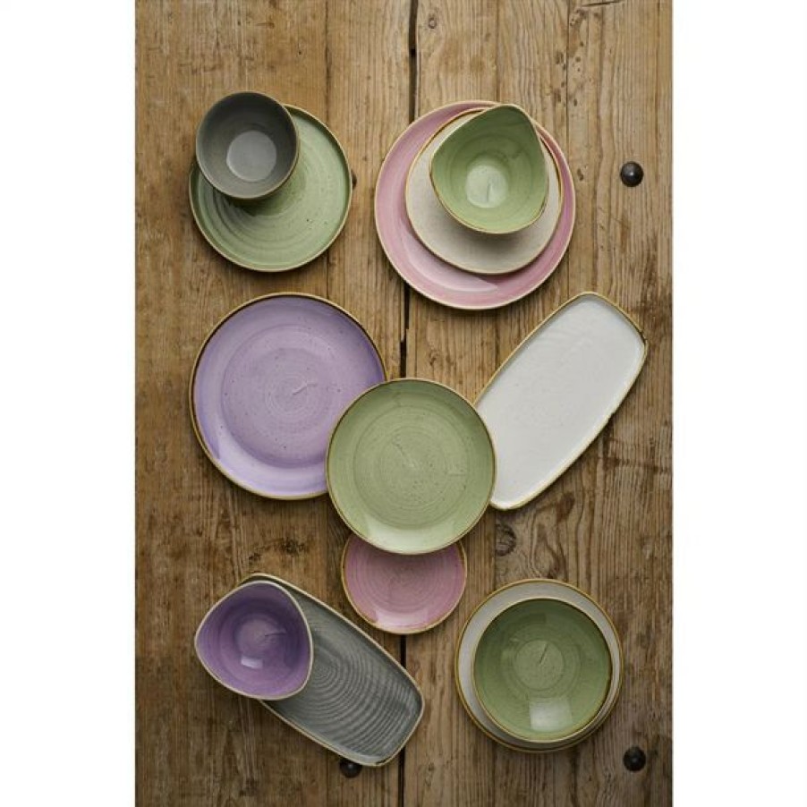 Crockery * | Outlet Churchill Stonecast Sage Green Walled Plates (Pack Of 6)