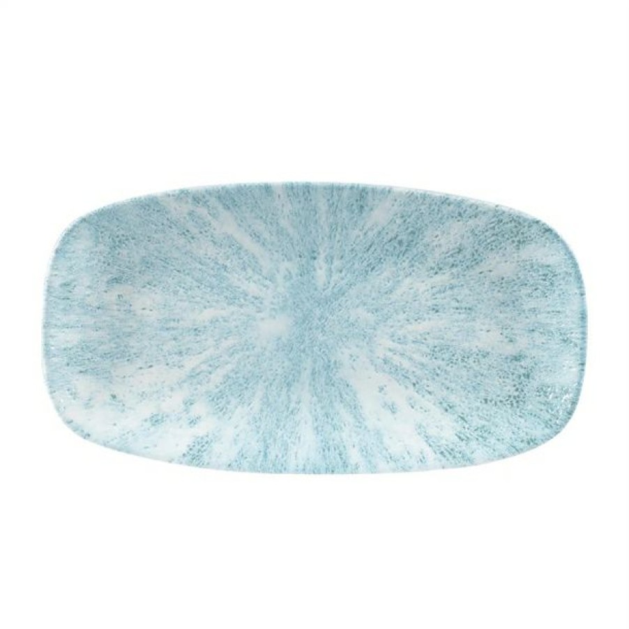 Crockery * | Hot Sale Churchill Stone Oblong Chef Plates Aquamarine 153 X 298Mm (Pack Of 12)