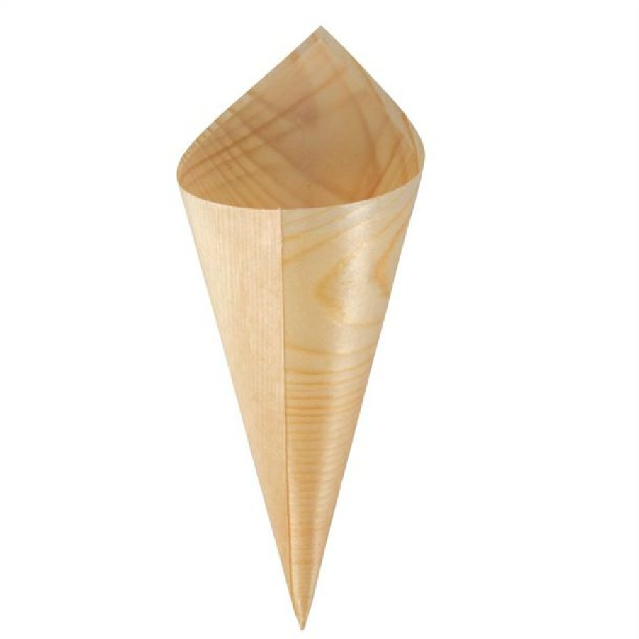 Consumables * | Low Price Fiesta Compostable Wooden Canape Cones 75Mm (Pack Of 100)