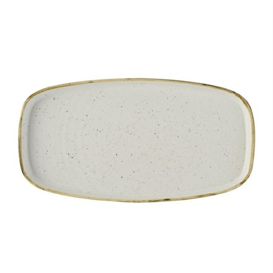 Crockery * | Sale Churchill Stonecast Barley White Chefs Walled Oblong Plates (Pack Of 12)