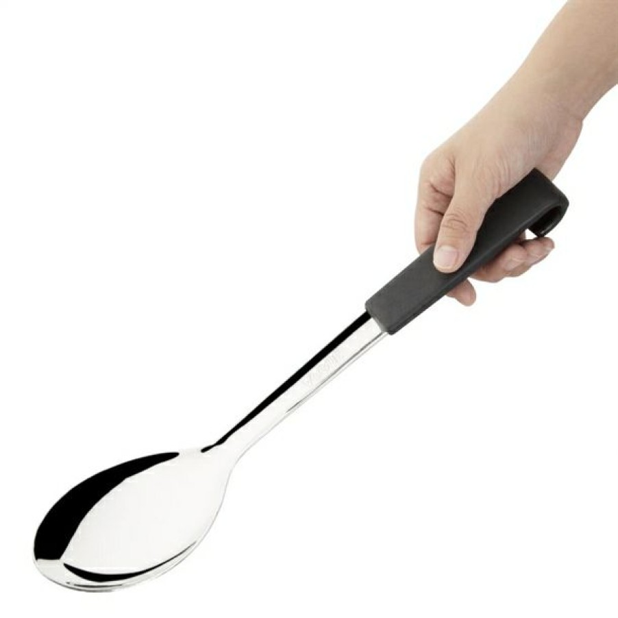 Kitchenware & Knives * | Exquisite Gifts Vogue Black Handled Serving Spoon 340Mm