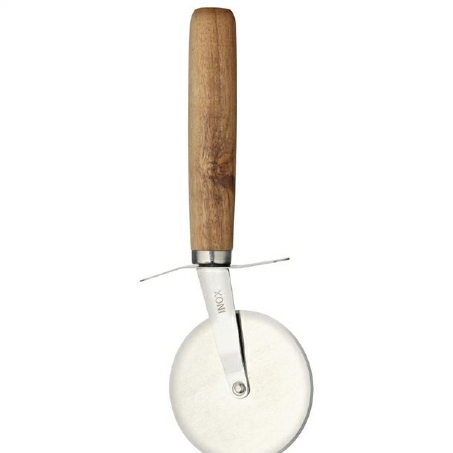 Kitchenware & Knives * | Bargain Sale Kitchen Craft Italian Wood Handled Pizza Wheel 2.5