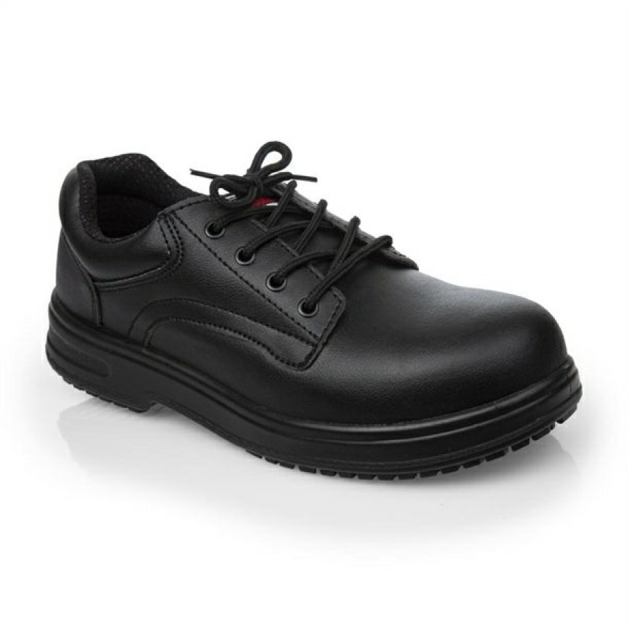 Chefs Clothing Aprons Footwear * | Discount Slipbuster Basic Toe Cap Safety Shoes Black