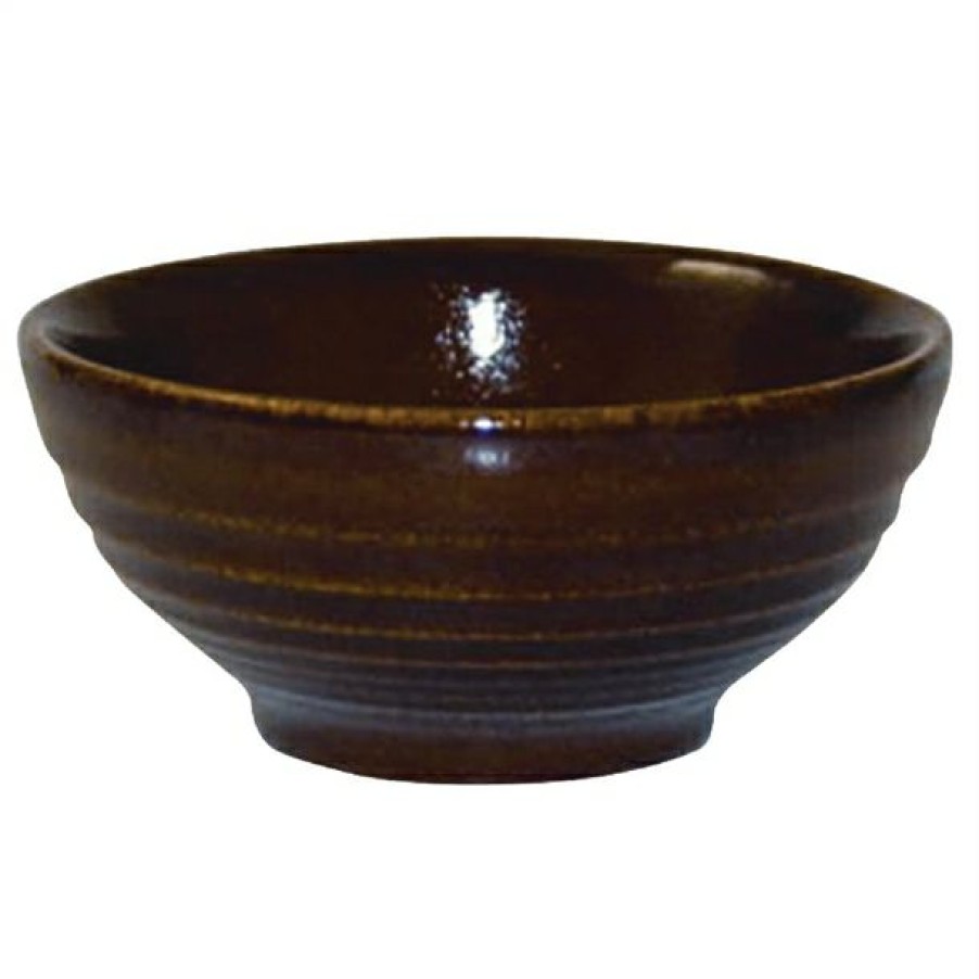 Crockery * | Excellent Churchill Bit On The Side Brown Ripple Snack Bowls 102Mm (Pack Of 12)