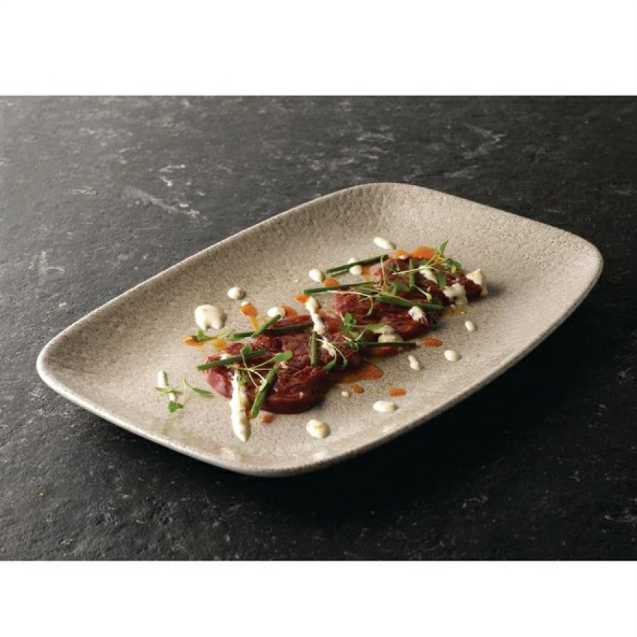 Crockery * | Excellent Quality Churchill Raku Oblong Chef Plates Agate Grey 157 X 237Mm (Pack Of 12)