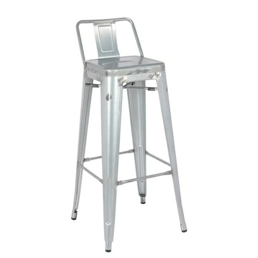 Furniture * | Free Delivery Bolero Bistro Galvanised Steel High Stool With Backrest (Pack Of 4)