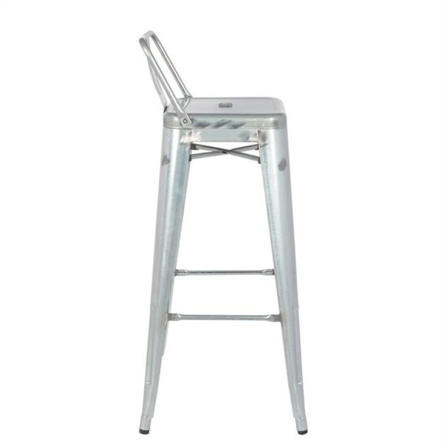 Furniture * | Free Delivery Bolero Bistro Galvanised Steel High Stool With Backrest (Pack Of 4)