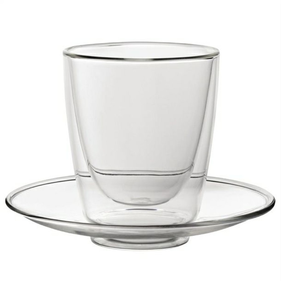 Glassware * | Excellent Utopia Double Walled Cappuccino Glass And Saucer 220Ml (Pack Of 6)