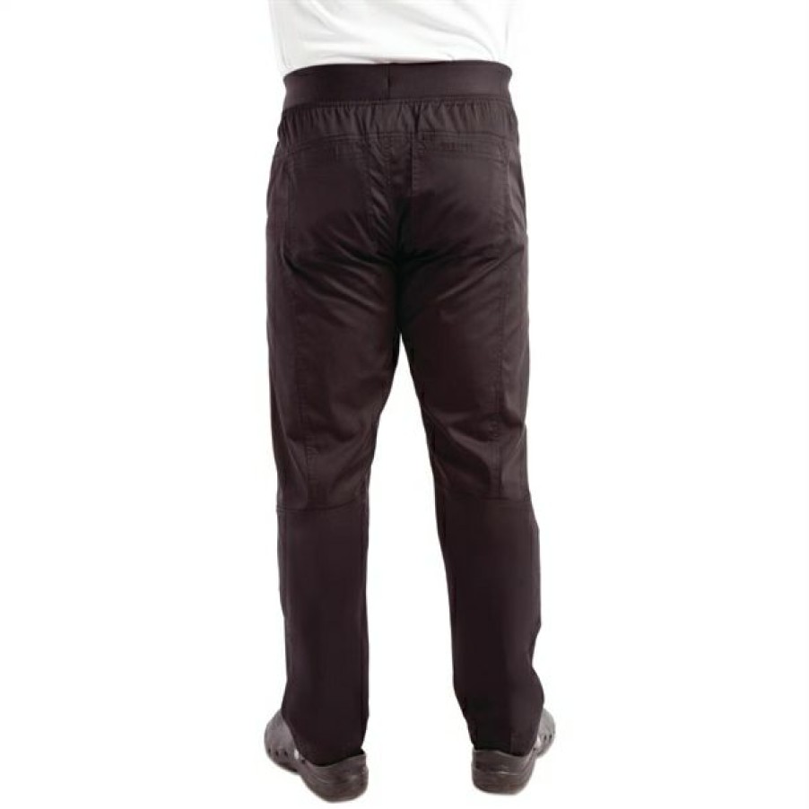 Chefs Clothing Aprons Footwear * | Free Delivery Chef Works Men'S Lightweight Slim Trouser Black