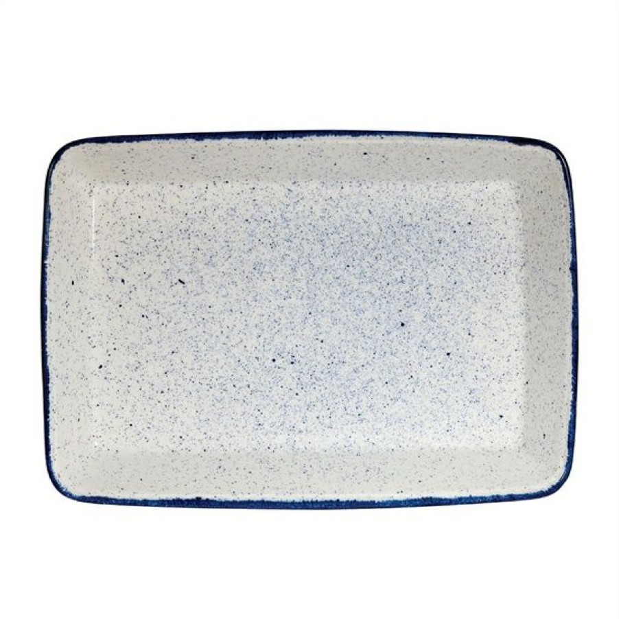 Crockery * | Best Sale Churchill Stonecast Hints Rectangular Baking Dishes Indigo Blue 250 X 380Mm