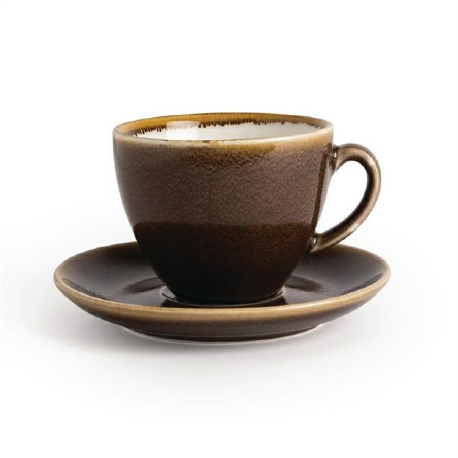 Crockery * | Discount Online Olympia Kiln Cappuccino Cup Bark 230Ml (Pack Of 6)