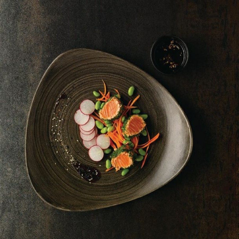 Crockery * | Best Sale Churchill Stonecast Patina Lotus Plates Iron Black 311Mm (Pack Of 6)