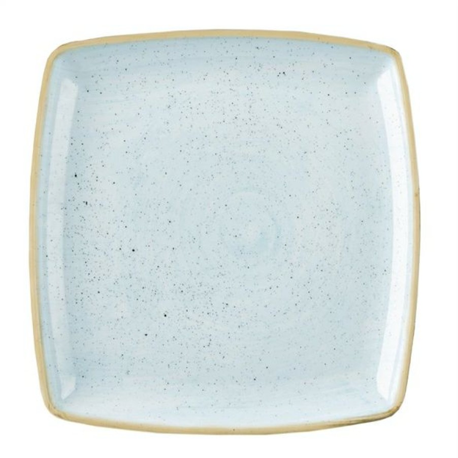 Crockery * | Outlet Churchill Stonecast Deep Square Plate Duck Egg Blue 260Mm (Pack Of 6)