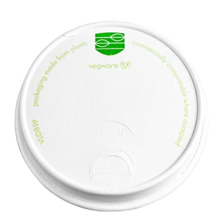 Consumables * | Reliable Quality Vegware Compostable 89-Series Paper Hot Cup Lid (Pack Of 1000)