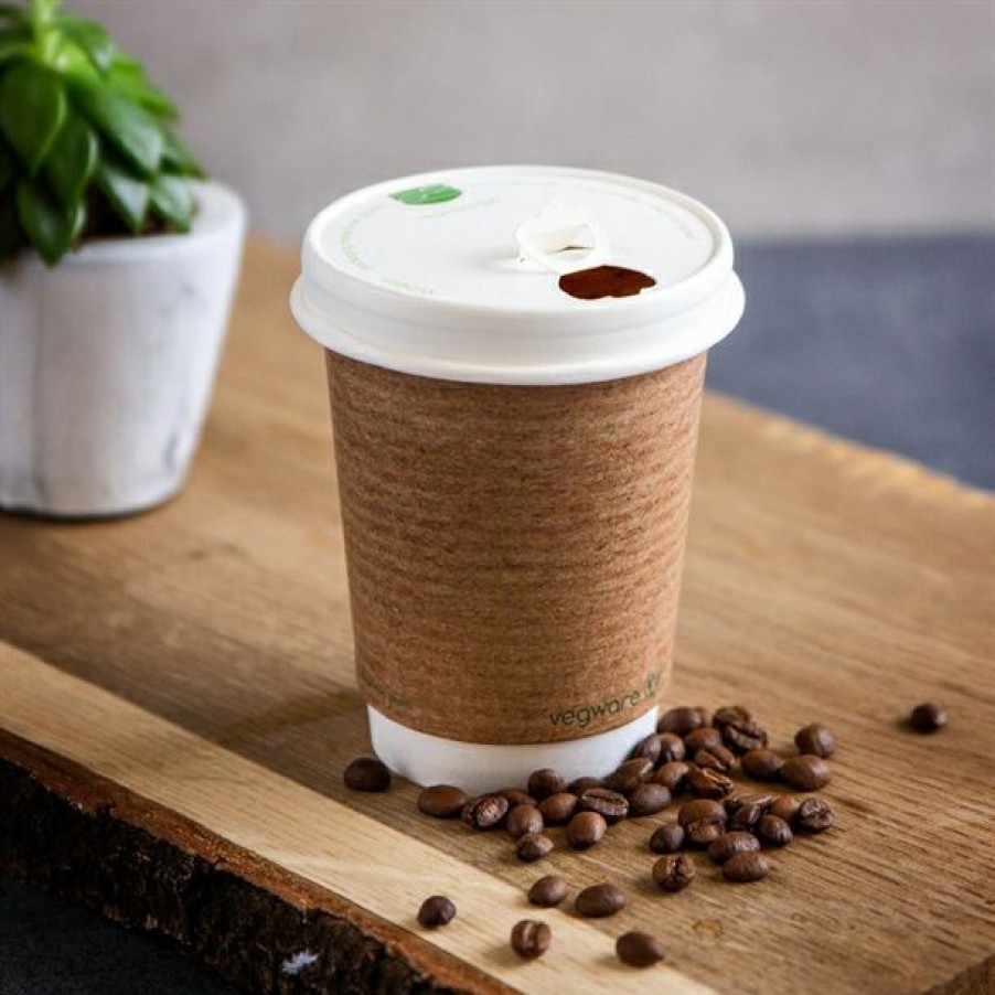 Consumables * | Reliable Quality Vegware Compostable 89-Series Paper Hot Cup Lid (Pack Of 1000)