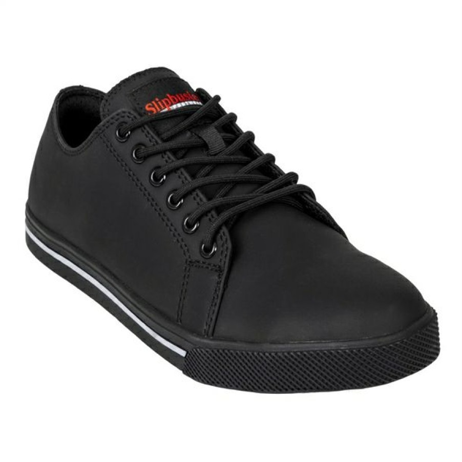 Chefs Clothing Aprons Footwear * | Flash Sale Slipbuster Recycled Microfibre Safety Trainers Matte Black