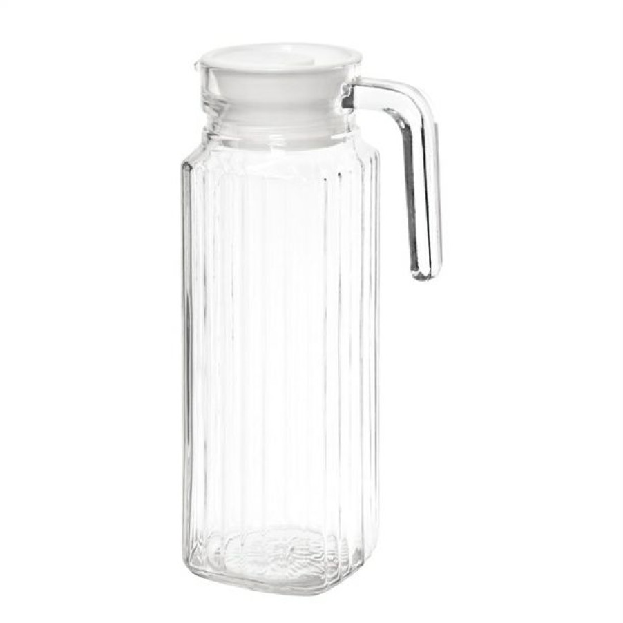 Glassware * | Quick Delivery Olympia Ribbed Glass Jugs 1Ltr (Pack Of 6)