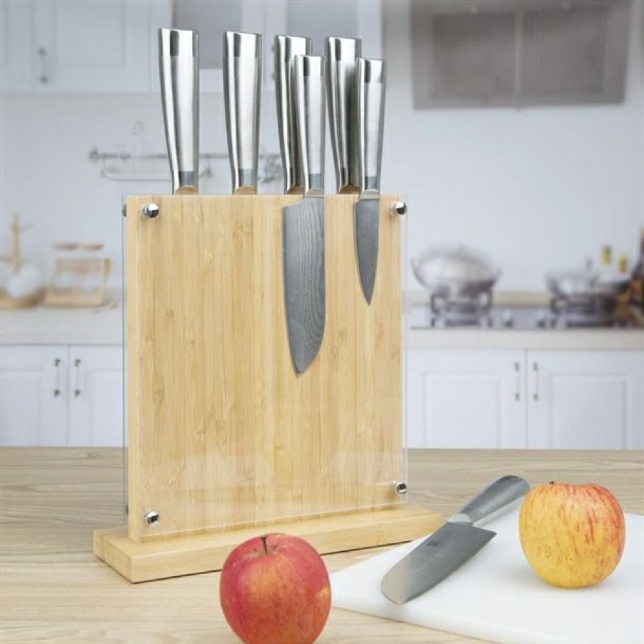 Kitchenware & Knives * | Low Price Vogue Wood Acrylic Magnetic Knife Block