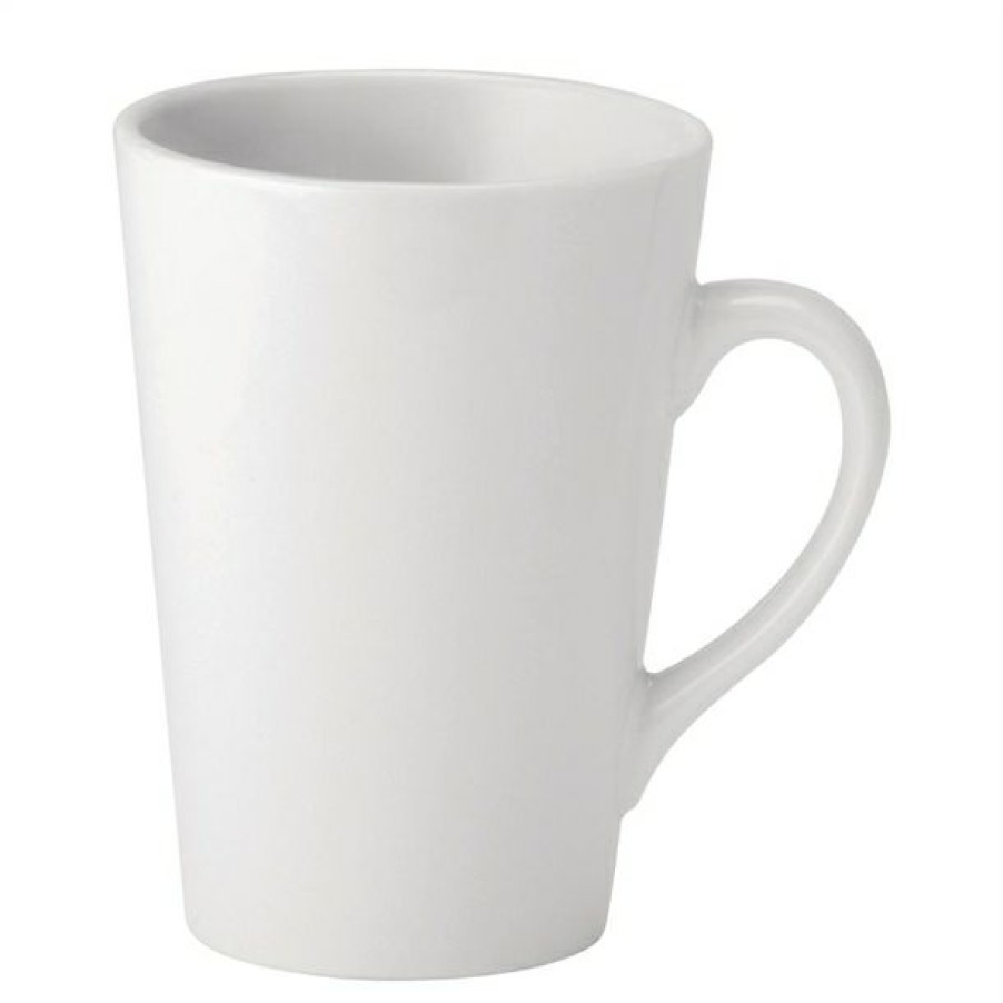 Crockery * | Opening Sales Utopia Pure White Latte Mugs 340Ml (Pack Of 24)