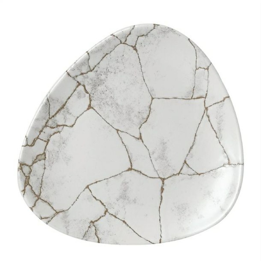 Crockery * | Discount Churchill Studio Prints Kintsugi Agate Grey Lotus Plate 177Mm (Pack Of 12)