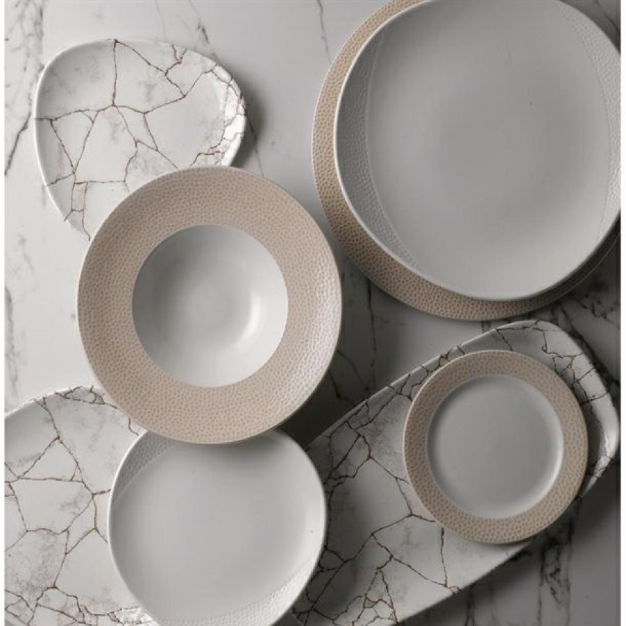 Crockery * | Discount Churchill Studio Prints Kintsugi Agate Grey Lotus Plate 177Mm (Pack Of 12)