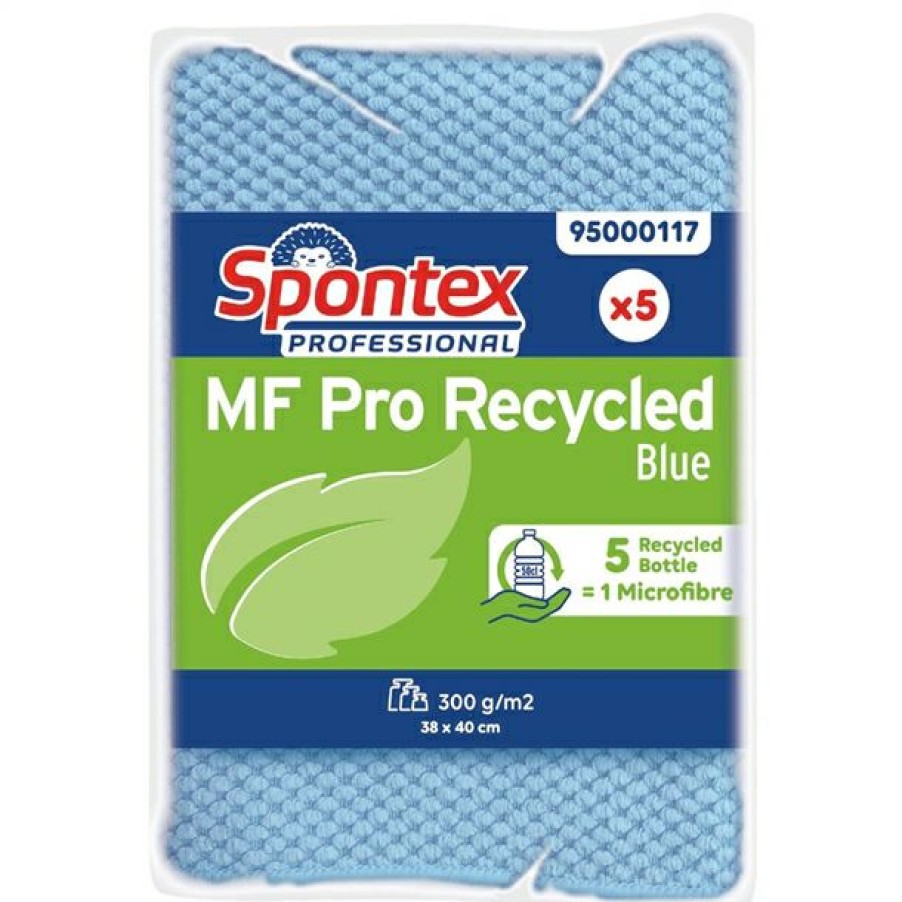 Consumables * | Quick Delivery Spontex Mf Pro Recycled Microfibre Cloth Blue (Pk5)